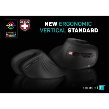 CONNECT IT CMO-2900-BK - Souris sans fil ergonomique 800/1200/1600 DPI 1xAA noir