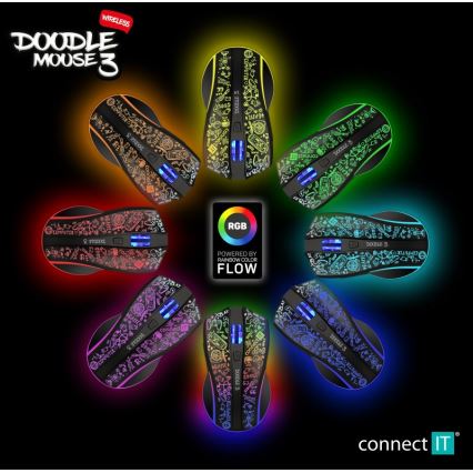CONNECT IT CMO-3530-DD - LED RGB Draadloze oplaadbare gaming muis 800/1200/1600/2400/4800 DPI 600 mAh zwart