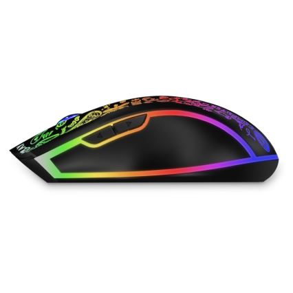 CONNECT IT CMO-3530-DD - LED RGB Draadloze oplaadbare gaming muis 800/1200/1600/2400/4800 DPI 600 mAh zwart
