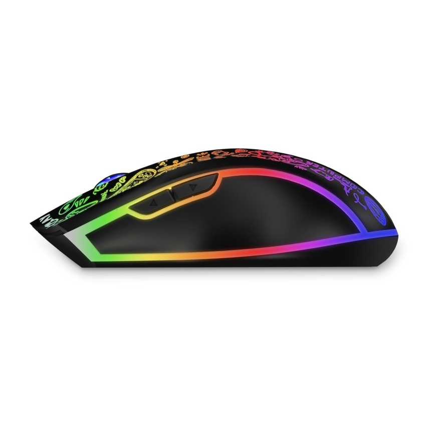 CONNECT IT CMO-3530-DD - LED RGB Draadloze oplaadbare gaming muis 800/1200/1600/2400/4800 DPI 600 mAh zwart