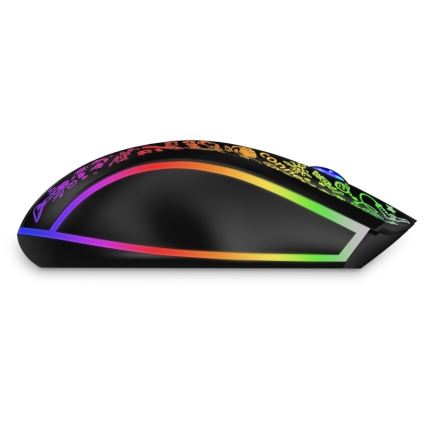 CONNECT IT CMO-3530-DD - LED RGB Draadloze oplaadbare gaming muis 800/1200/1600/2400/4800 DPI 600 mAh zwart