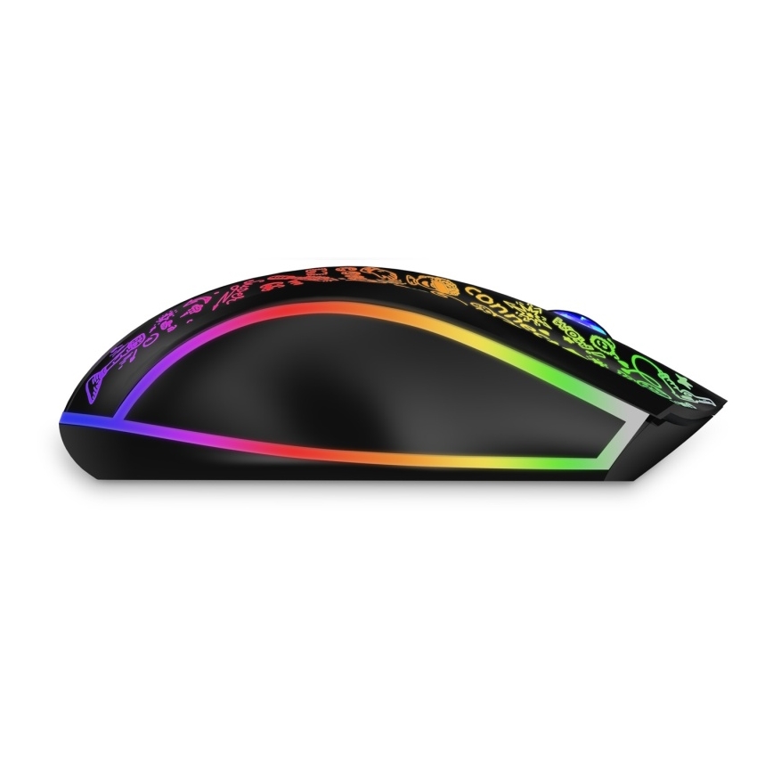 CONNECT IT CMO-3530-DD - LED RGB Draadloze oplaadbare gaming muis 800/1200/1600/2400/4800 DPI 600 mAh zwart