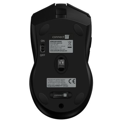 CONNECT IT CMO-3530-DD - LED RGB Draadloze oplaadbare gaming muis 800/1200/1600/2400/4800 DPI 600 mAh zwart