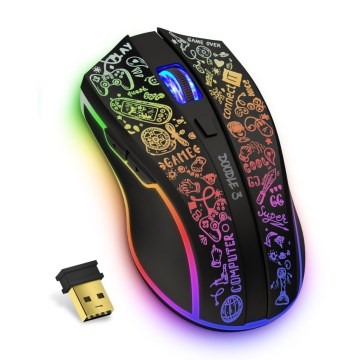 CONNECT IT CMO-3530-DD - LED RGB Draadloze oplaadbare gaming muis 800/1200/1600/2400/4800 DPI 600 mAh zwart