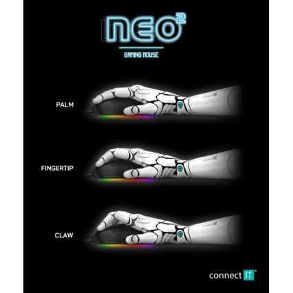 CONNECT IT CMO-3589-BK - LED RGB Bedrade gaming muis 200-7200 DPI zwart