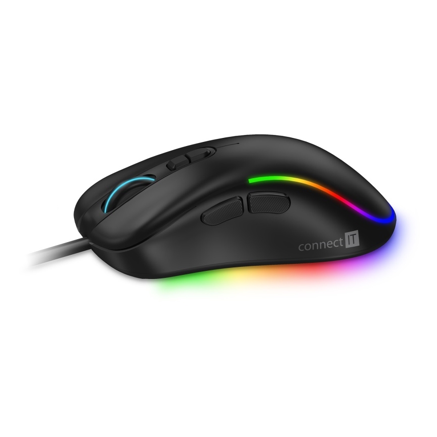 CONNECT IT CMO-3589-BK - LED RGB Bedrade gaming muis 200-7200 DPI zwart