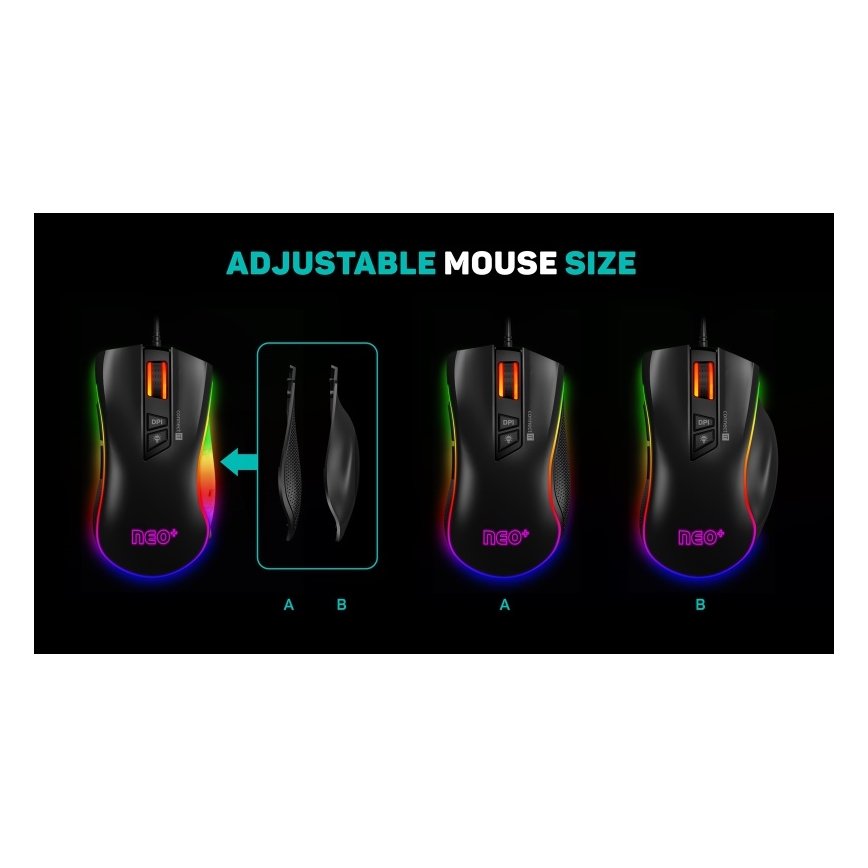 CONNECT IT CMO-3591-BK - LED RGB Bedrade gamingmuis 500-7200 DPI zwart