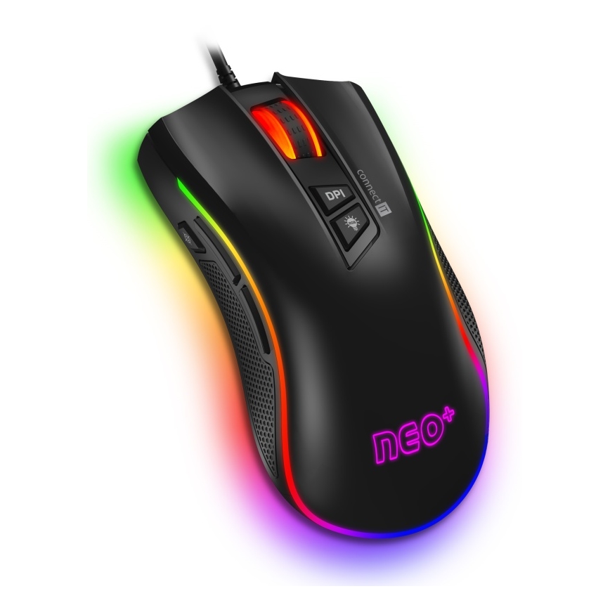 CONNECT IT CMO-3591-BK - LED RGB Bedrade gamingmuis 500-7200 DPI zwart