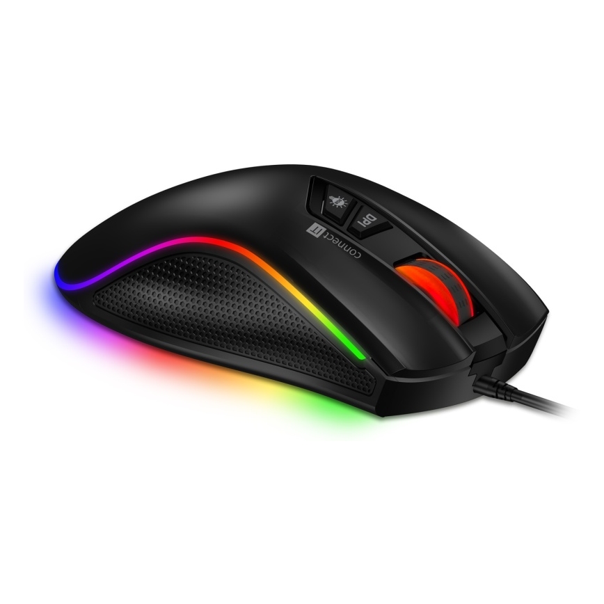CONNECT IT CMO-3591-BK - LED RGB Bedrade gamingmuis 500-7200 DPI zwart