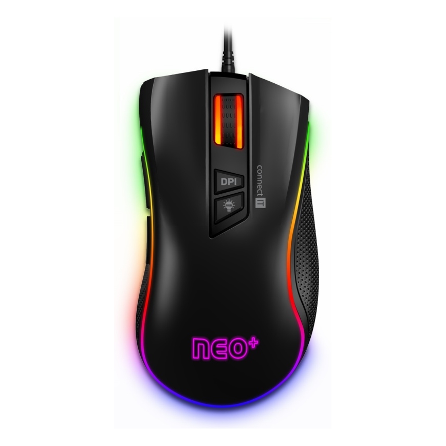 CONNECT IT CMO-3591-BK - LED RGB Bedrade gamingmuis 500-7200 DPI zwart