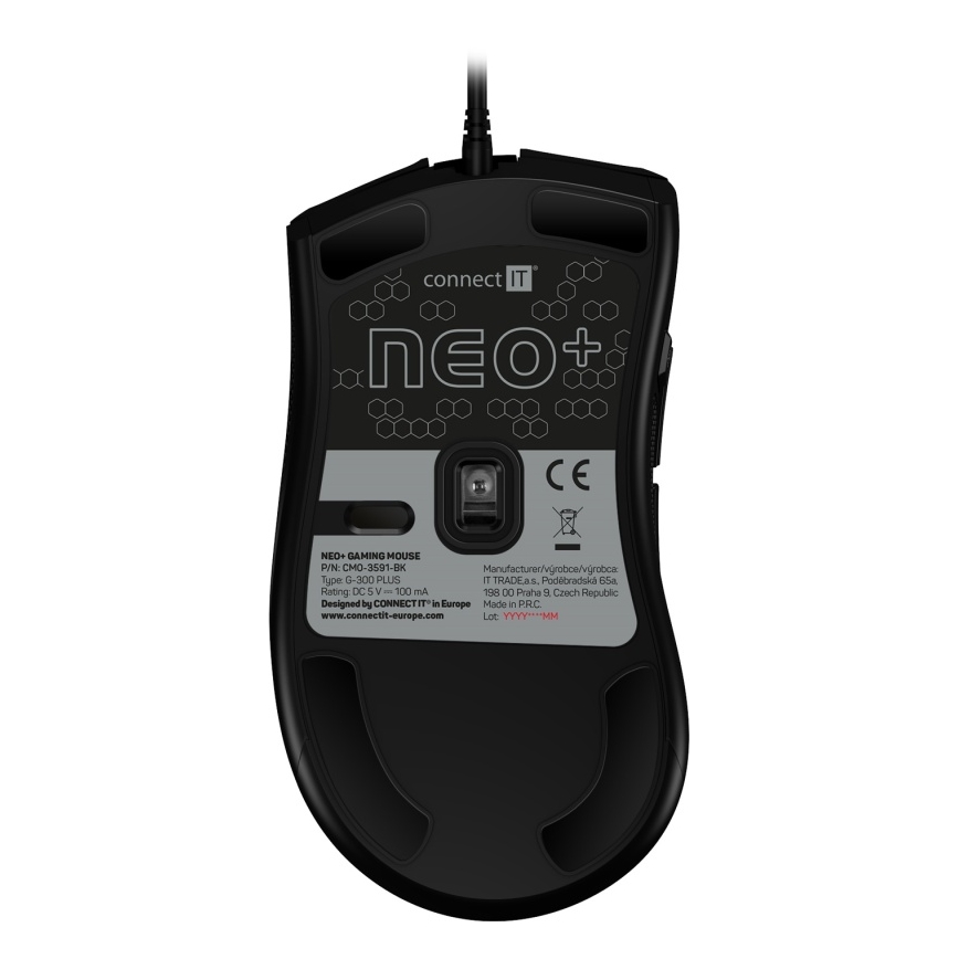 CONNECT IT CMO-3591-BK - LED RGB Bedrade gamingmuis 500-7200 DPI zwart