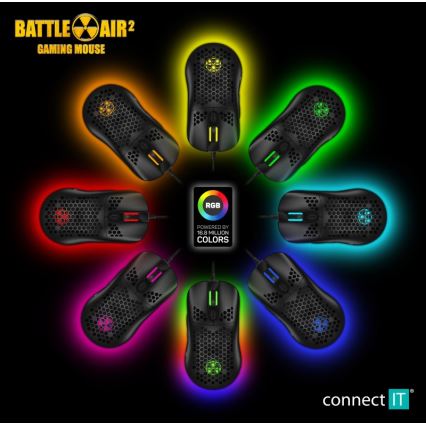 CONNECT IT CMO-5511-BK - LED RGB Bedrade gamingmuis 200-12800 DPI zwart