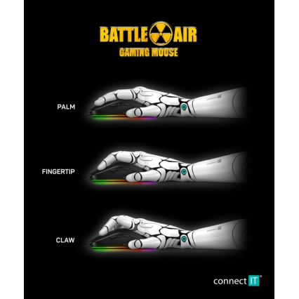 CONNECT IT CMO-5511-BK - LED RGB Bedrade gamingmuis 200-12800 DPI zwart