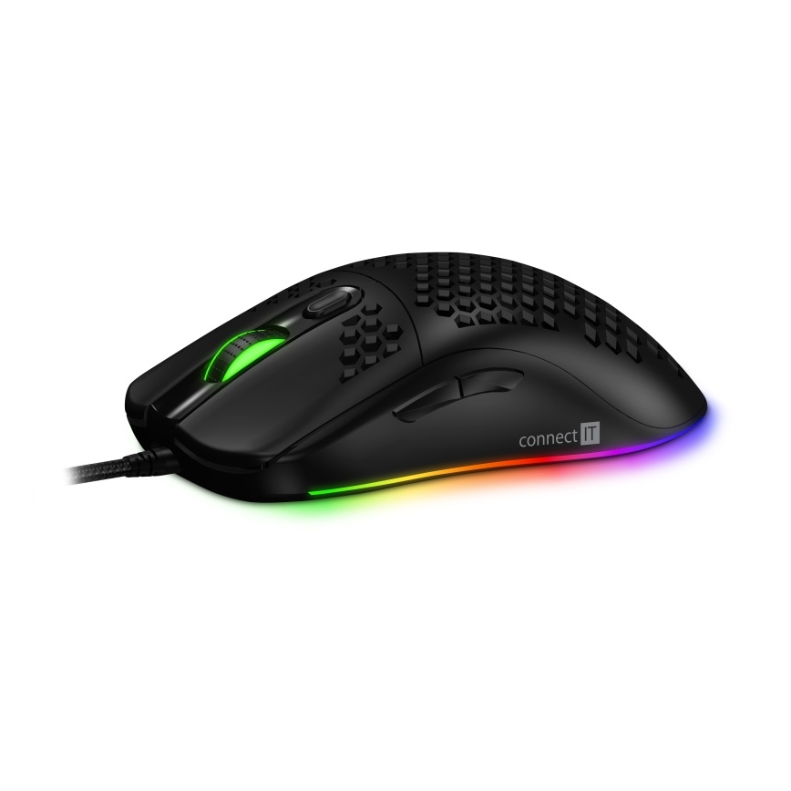 CONNECT IT CMO-5511-BK - LED RGB Bedrade gamingmuis 200-12800 DPI zwart
