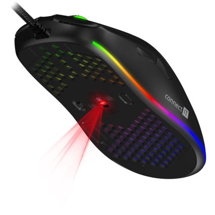 CONNECT IT CMO-5511-BK - LED RGB Bedrade gamingmuis 200-12800 DPI zwart