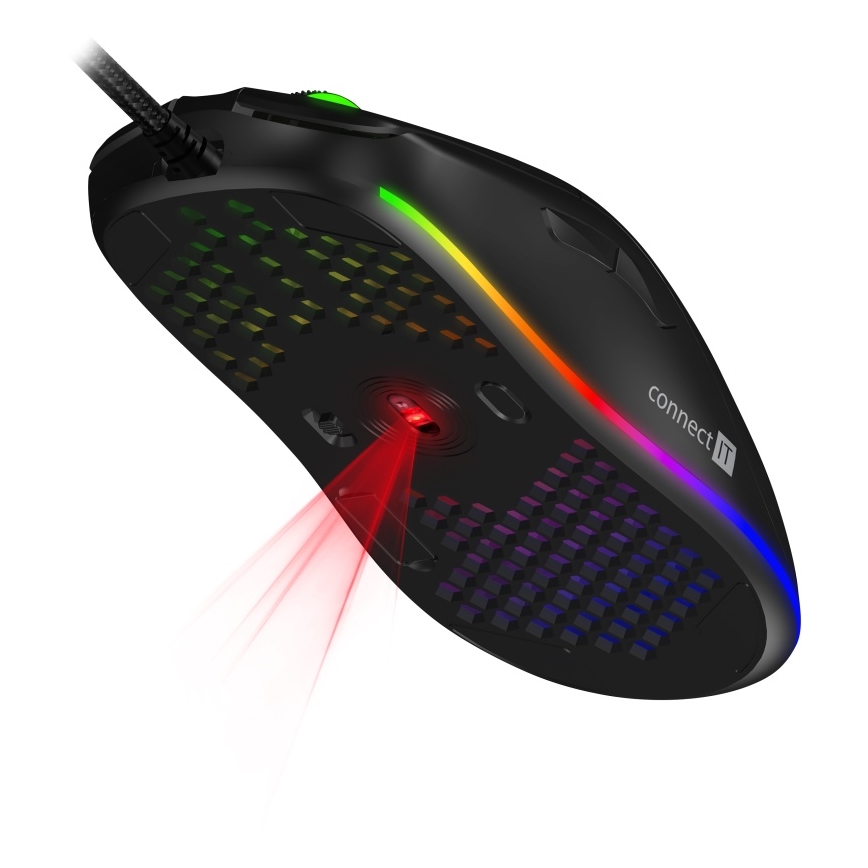 CONNECT IT CMO-5511-BK - LED RGB Bedrade gamingmuis 200-12800 DPI zwart