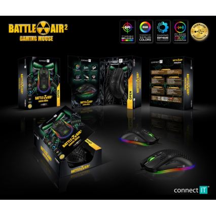 CONNECT IT CMO-5511-BK - LED RGB Bedrade gamingmuis 200-12800 DPI zwart