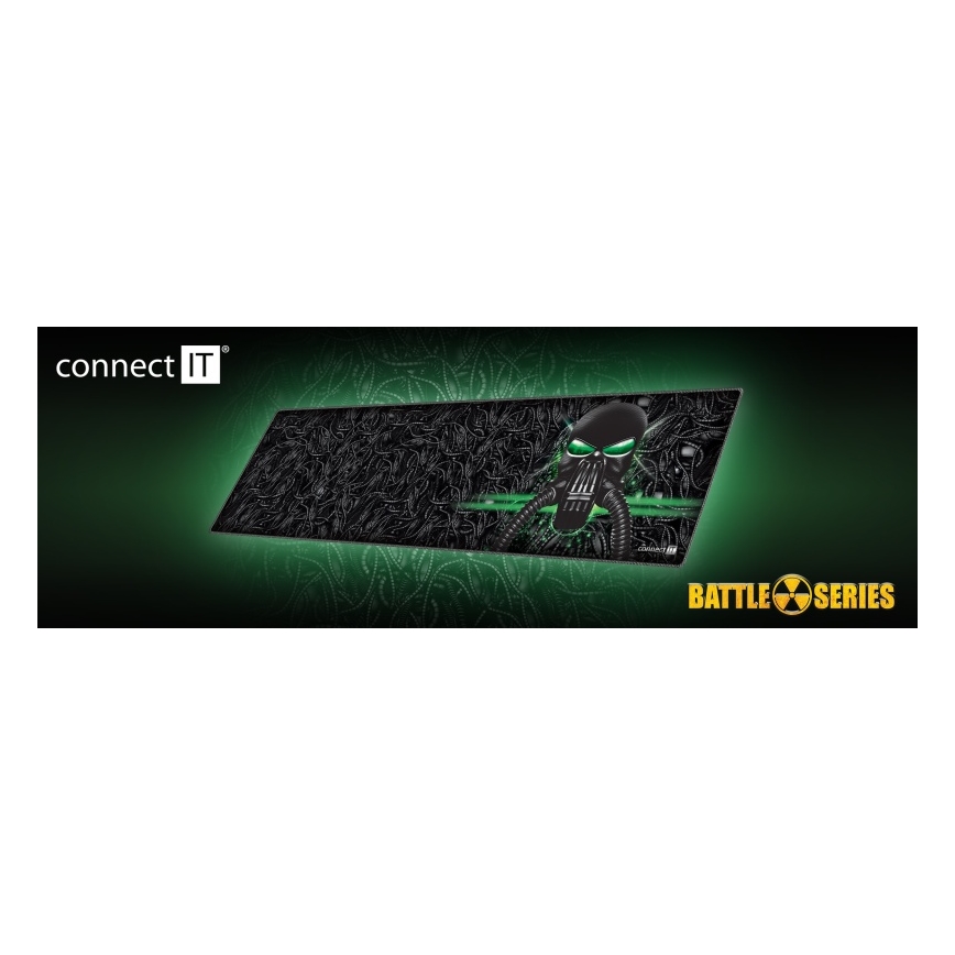 CONNECT IT CMP-1110-LG - Tapis de clavier et souris 88,6x24,5 cm noir/vert