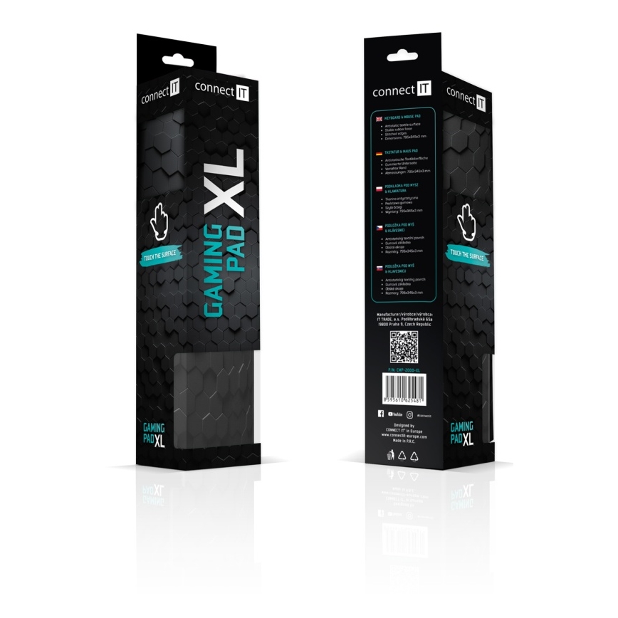 CONNECT IT CMP-2000-XL - Mat voor toetsenbord en muis 79,5x34,5 cm zwart