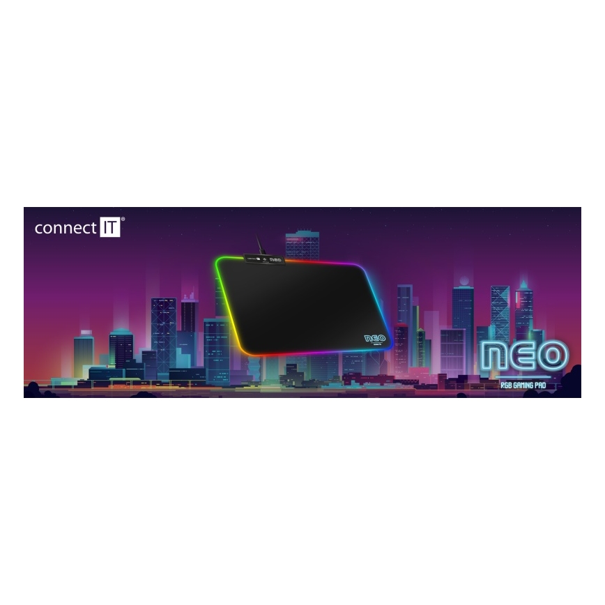 CONNECT IT CMP-3100-SM - LED RGB Souris gaming pad 32x24,5 cm noir