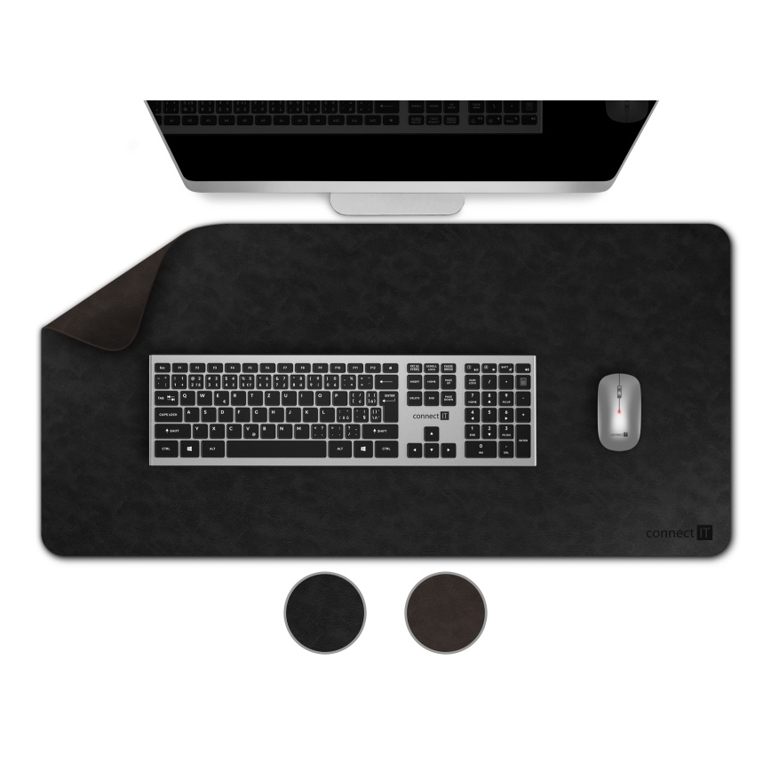 CONNECT IT CMP-4030-LG - Dubbelzijdige muis- en toetsenbordmat 90x40 cm zwart/bruin
