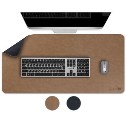 CONNECT IT CMP-4040-LG - Dubbelzijdige bureaumat voor toetsenbord en muis 90 x 40 cm, blauw/bruin