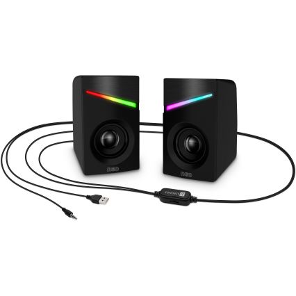 CONNECT IT CSP-1100-BK - SET 2x LED RGB Gamen speaker 6W/5V zwart