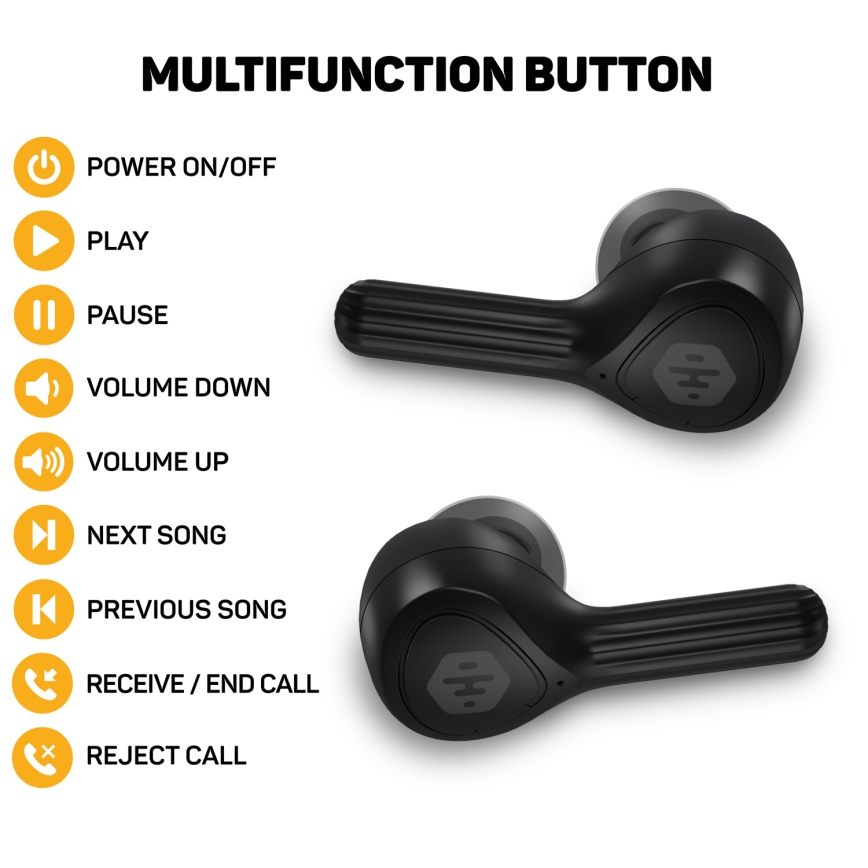 CONNECT IT HEP-5300-BK - Ecouteurs sans fil avec un micro 300 mAh + 2x 35 mAh noir
