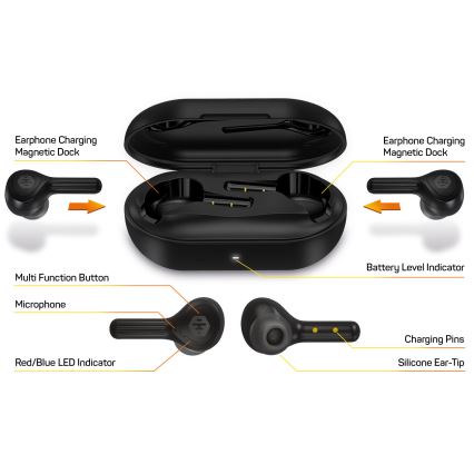CONNECT IT HEP-5300-BK - Ecouteurs sans fil avec un micro 300 mAh + 2x 35 mAh noir