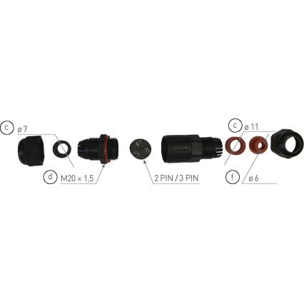 Connecteur de câble CSJ 250V/16A IP68 3x1,5 mm²