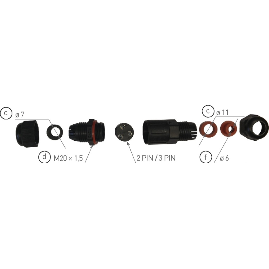 Connecteur de câble CSJ 250V/16A IP68 3x1,5 mm²