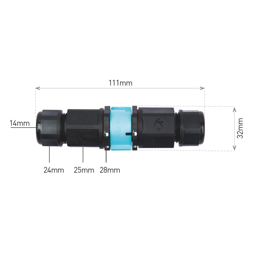 Connecteur de câble CTL 250 V/16 A IP68 3x2,5 mm²