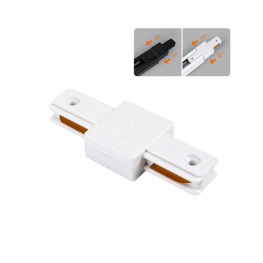 Connecteur droit monophasé blanc pour luminaires sur rail