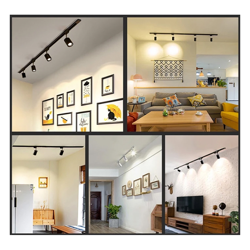 Connecteur droit noir pour luminaires sur rail monophasé