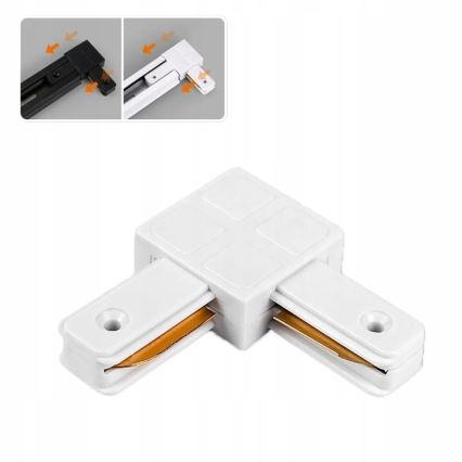 Connector voor armaturen in 1-fase railsysteem, type L, wit