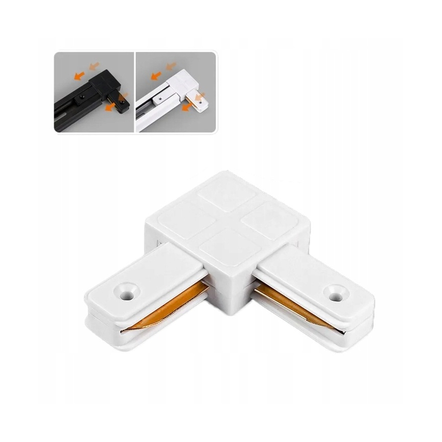 Connector voor armaturen in 1-fase railsysteem, type L, wit