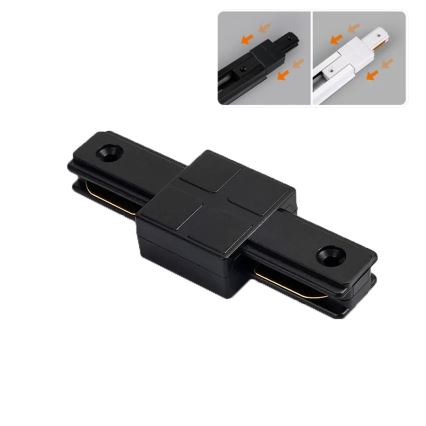 Connector voor armaturen in een 1-fase railsysteem, recht, zwart
