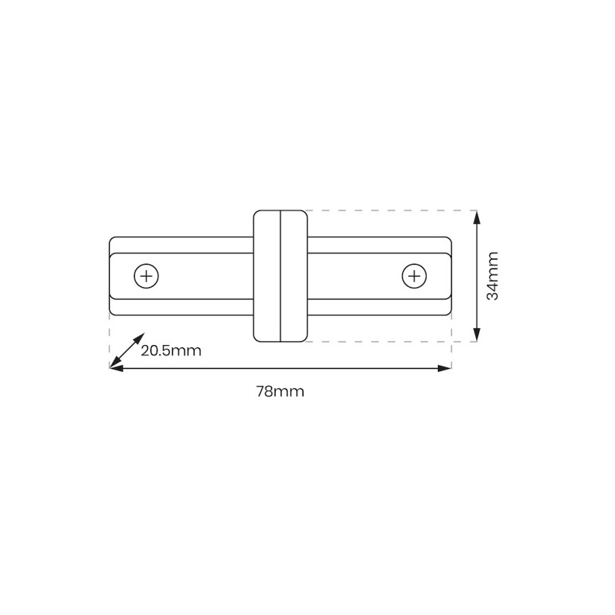 Connector voor verlichting in railsysteem 1-fase Recht zwart