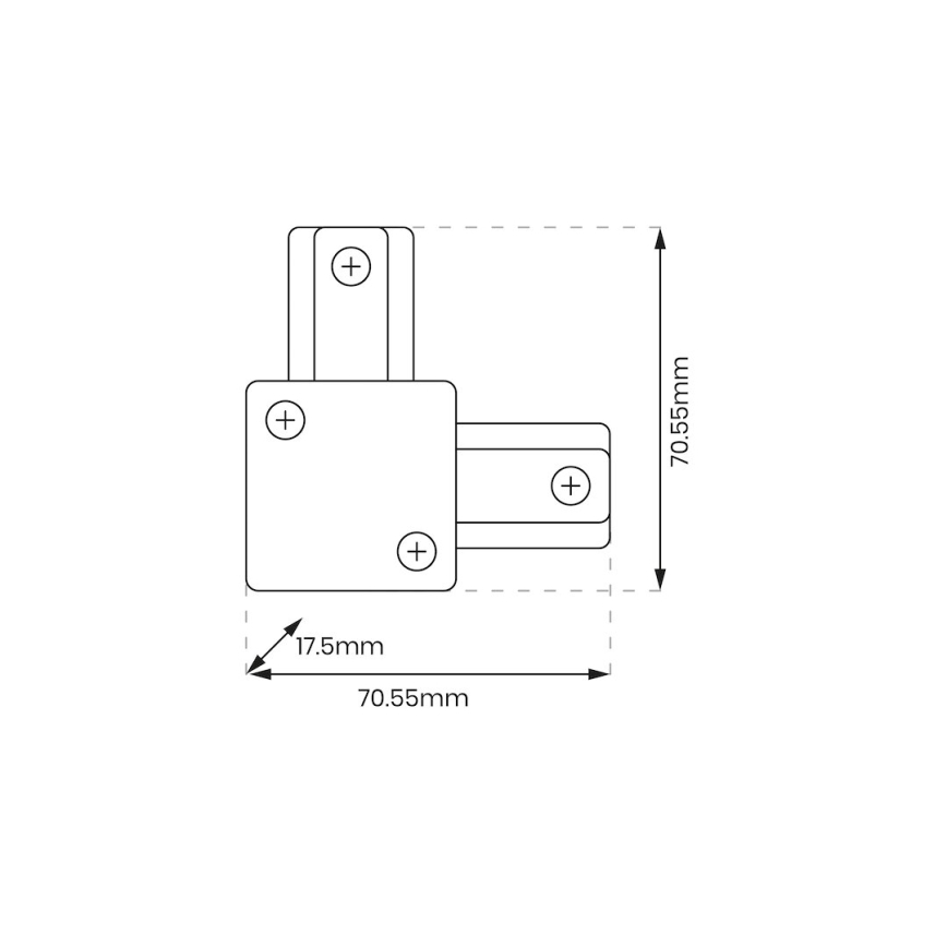 Connector voor verlichting in railsysteem 1-fase type L wit