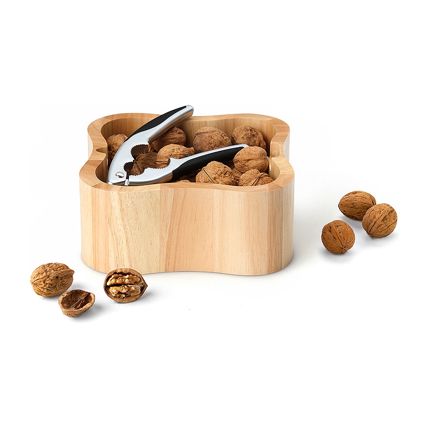 Continenta C3199 - Bol pour noix avec casse-noix 24,5x24,5x8 cm figuier caoutchouc