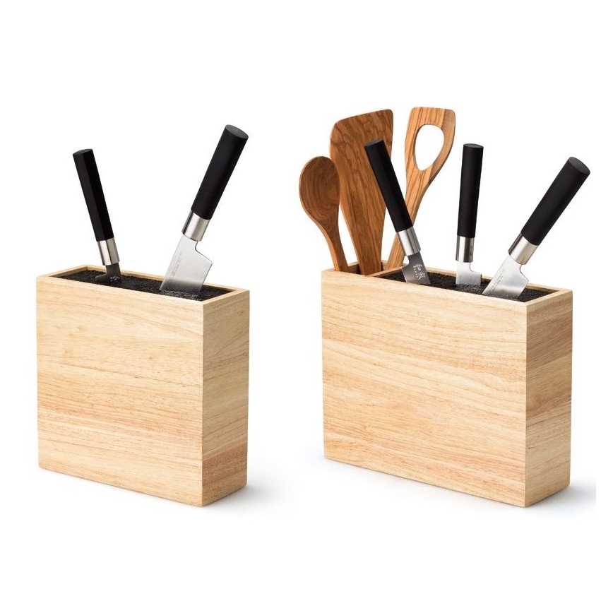 Continenta C3314 - Porte-couteaux avec insert flexible 22x9x21,5 cm figuier caoutchouc