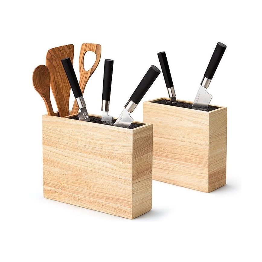 Continenta C3314 - Porte-couteaux avec insert flexible 22x9x21,5 cm figuier caoutchouc