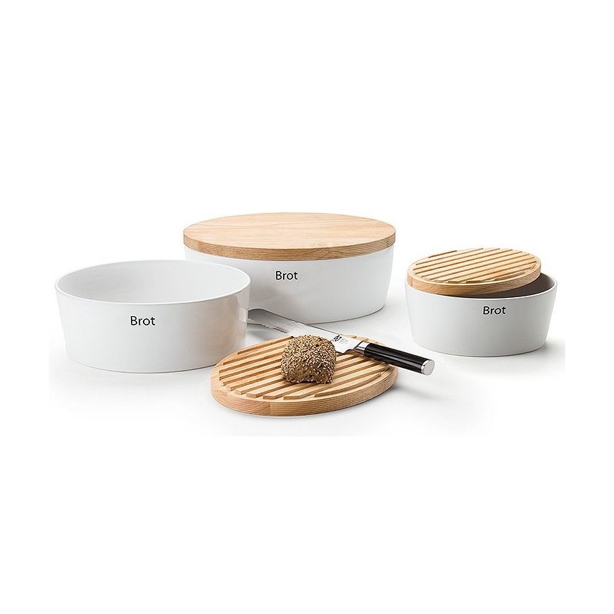 Continenta C3930 - Broodtrommel 13,5x30 cm wit/beige