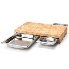 Continenta C4028 - SET 1x Planche à découper de cuisine 50x32,5 cm + x3 plateau caoutchouc