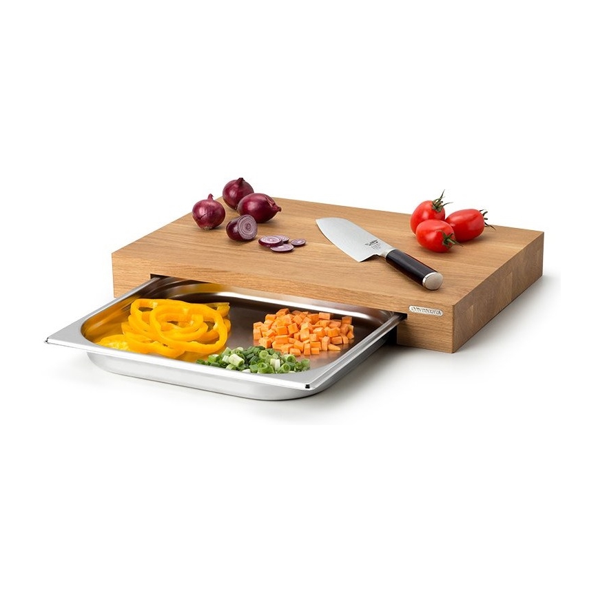 Continenta C4110 - Planche à découper de cuisine avec plateau 39x27 cm chêne