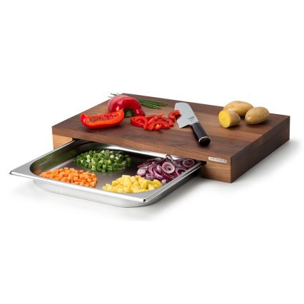 Continenta C4210 - Keuken snijplank met schaal 39x27 cm notenboom