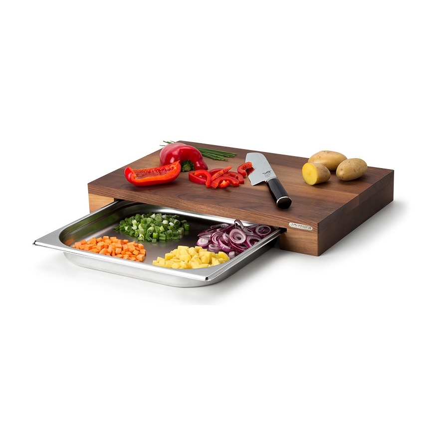 Continenta C4210 - Planche à découper de cuisine avec plateau 39x27 cm noyer