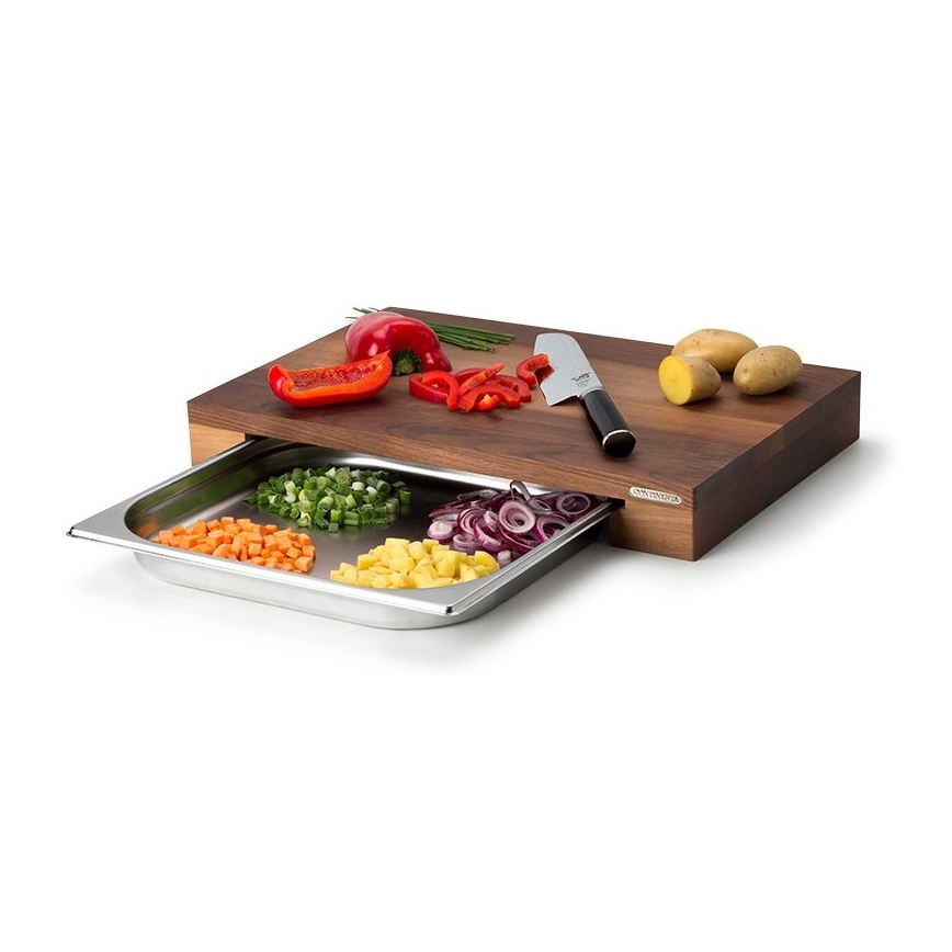 Continenta C4211 - Planche à découper de cuisine avec plateau 48x32,5 cm noyer