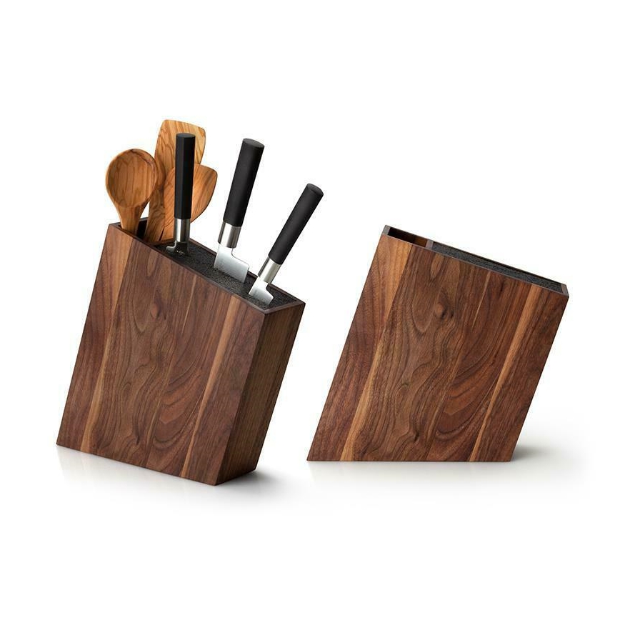 Continenta C4251- Porte-couteaux avec un insert flexible et un compartiment 31x8x24,5 cm noyer