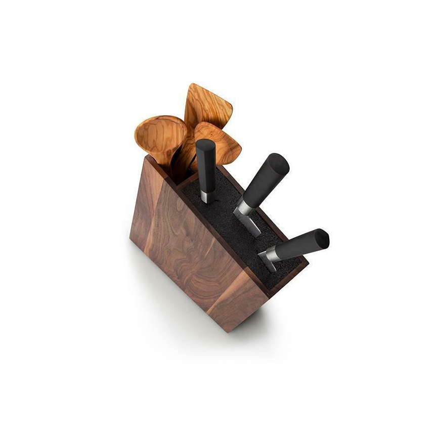 Continenta C4251- Porte-couteaux avec un insert flexible et un compartiment 31x8x24,5 cm noyer